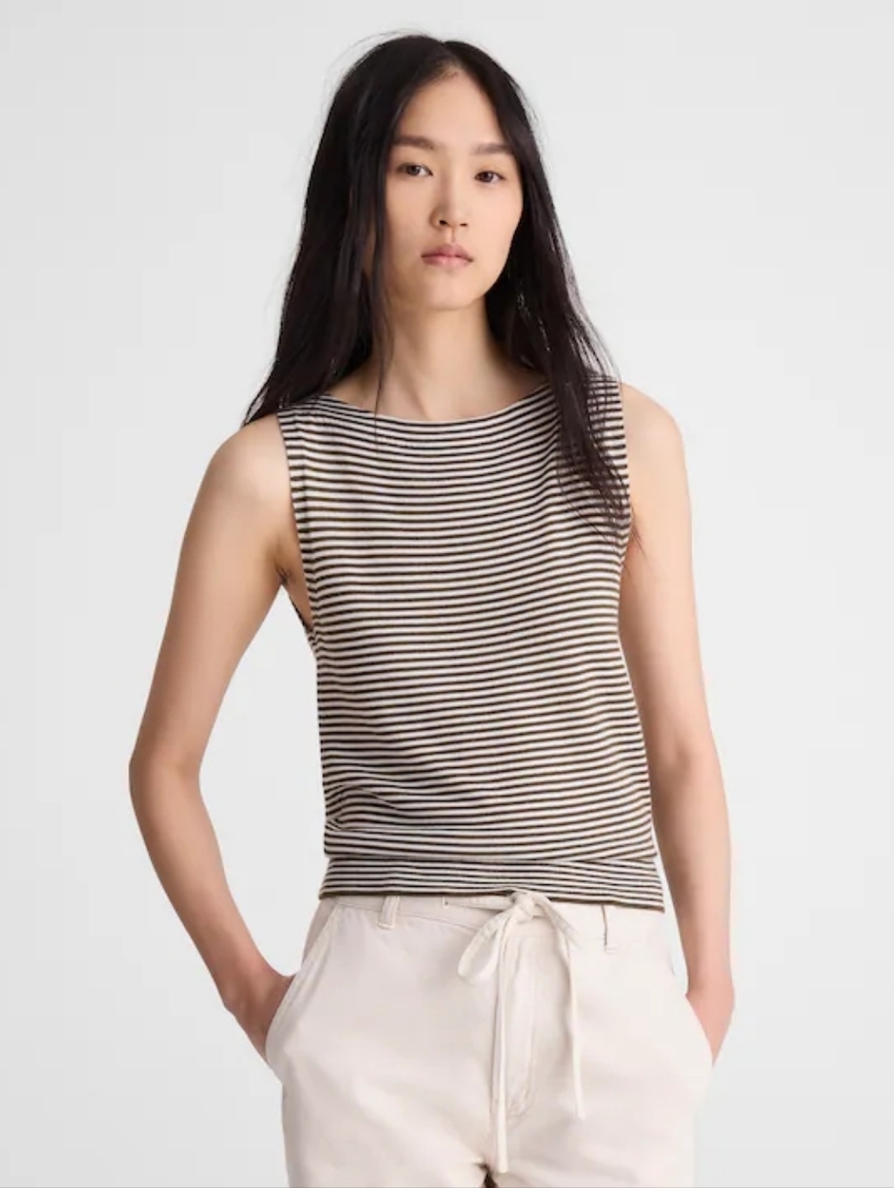 NWT Madewell Black & White Boatneck Sleeveless Sweater | Size M